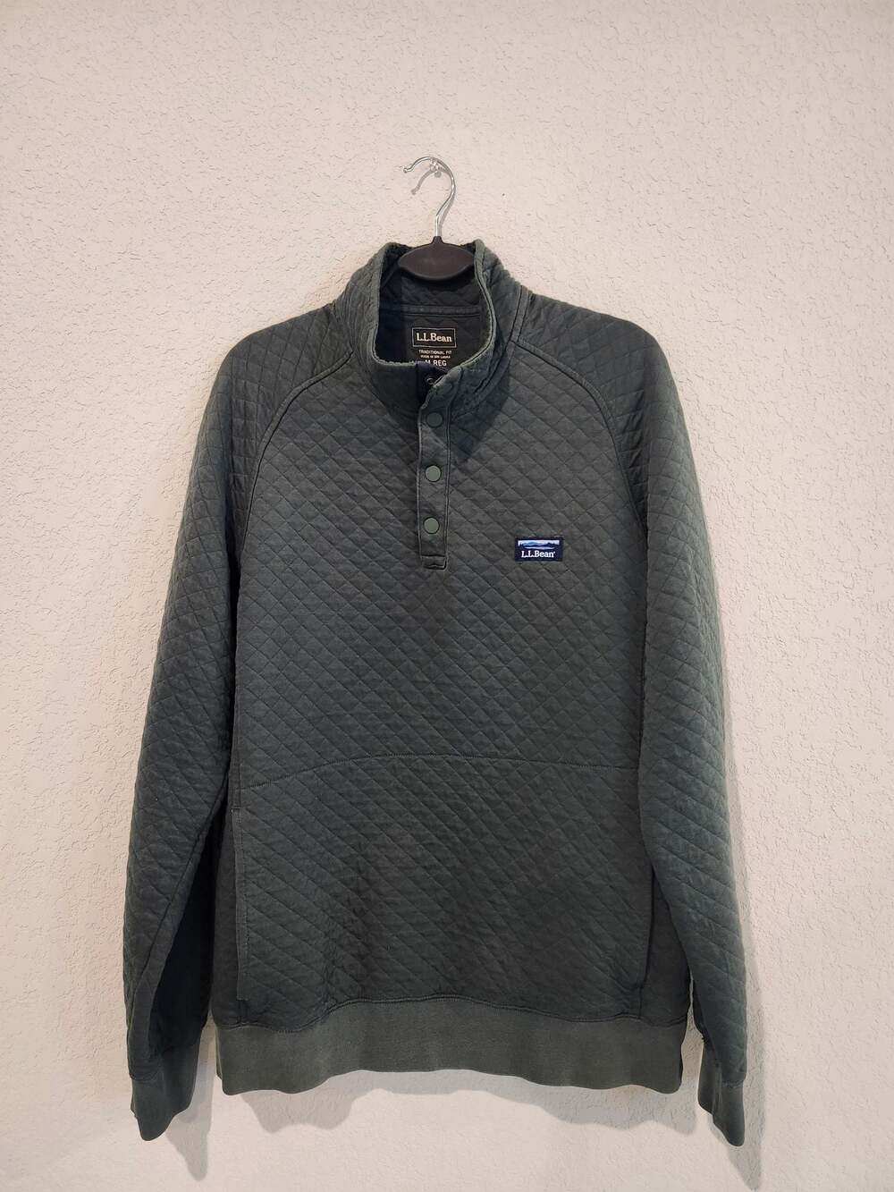 L.L.Bean Men's Traditional Fit Quilted Mockneck Snap-Front Pullover Sweatshirt